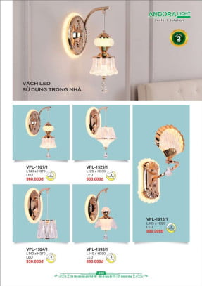Đèn vách Andora Light VPL-1927/1, VPL-1529/1, VPL-1524/1, VPL-1589/1, VPL-1913/1