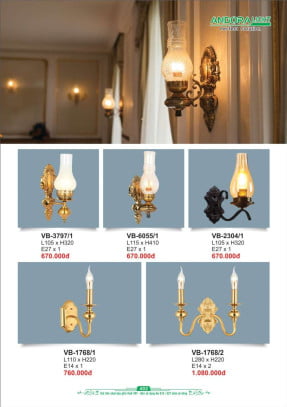 Đèn vách Andora Light VB-3797/1, VB-6055/1, VB-2304/1, VB-1768/1, VB-1768/2