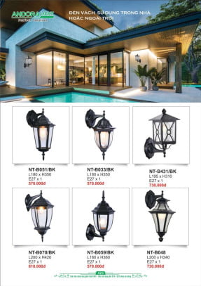 Đèn vách Andora Light NT-B051/BK, NT-B033/BK, NT-B431/BK, NT-B070/BK, NT-B059/BK, NT-B048