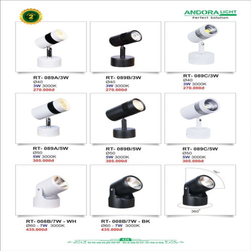 Đèn rọi tranh Andora Light RT-089A, RT-089B, RT-089C, RT-008B