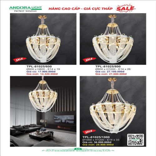 Đèn chùm pha lê Andora Light TPL-81025, TPL-6915, TPL-9368