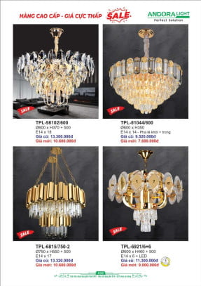 Đèn chùm pha lê Andora Light TPL-98102, TPL-81044, TPL-6815, TPL-6921