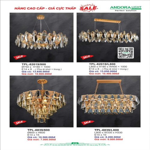 Đèn chùm pha lê Andora Light TPL-82019, TPL-6839