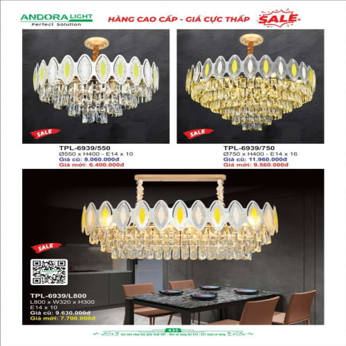 Đèn chùm pha lê Andora Light TPL-6939