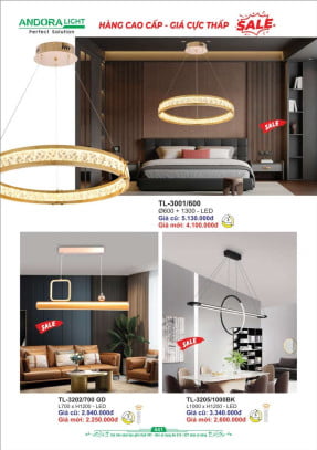 Đèn thả Andora Light TL-3001/600, TL-3202/700 GD, TL-3005/1000BK