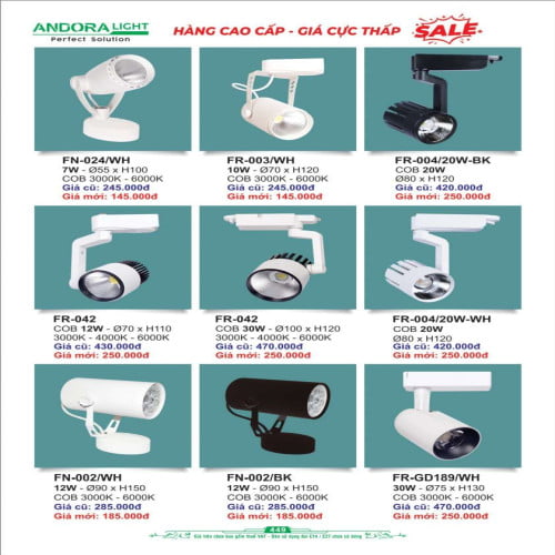 Đèn led Andora Light FN-024, FR-003, FR-004, FN-042, FN-002, FR-GD189