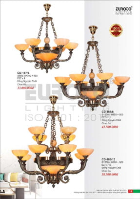 Đèn chùm đồng Euroto CD-187/6, CD-188/8, CD-189/12