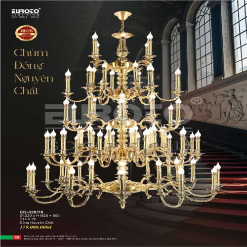 Đèn chùm đồng Euroto CD-328/78