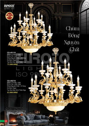 Đèn chùm đồng Euroto CD-451/15, CD-452/18