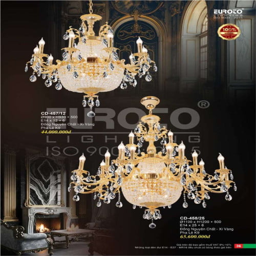 Đèn chùm đồng Euroto CD-457/12, CD-458/25