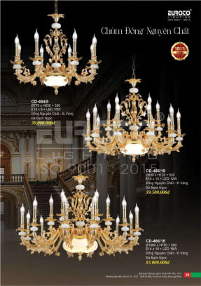 Đèn chùm đồng Euroto CD-464/8, CD-465/15, CD-466/18