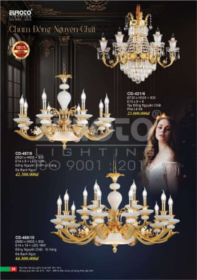 Đèn chùm đồng Euroto CD-421/6, CD-467/8, CD-468/15