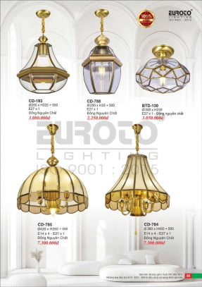 Đèn chùm đồng Euroto CD-193, CD-784, CD-785, CD-788, BTD-130