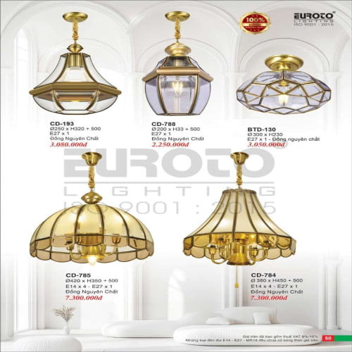 Đèn chùm đồng Euroto CD-193, CD-784, CD-785, CD-788, BTD-130