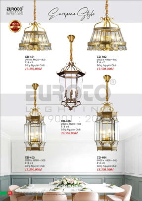 Đèn chùm đồng Euroto CD-401, CD-402, CD-403, CD-404, CD-405