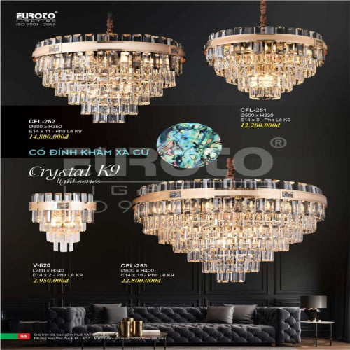 Đèn chùm pha lê Euroto CFL-251, CFL-252, CFL-253, V-820