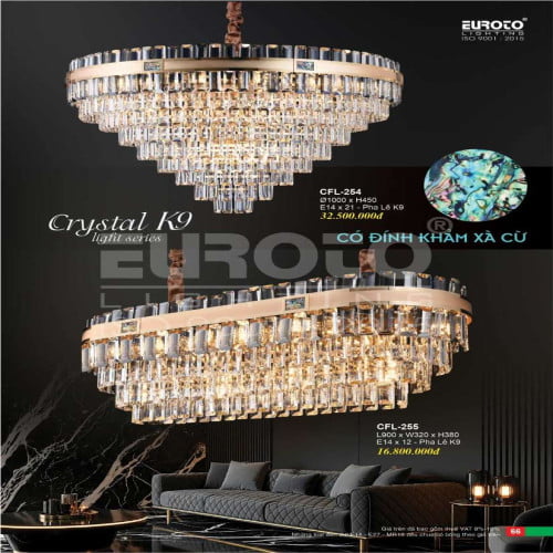 Đèn chùm pha lê Euroto CFL-254, CFL-255