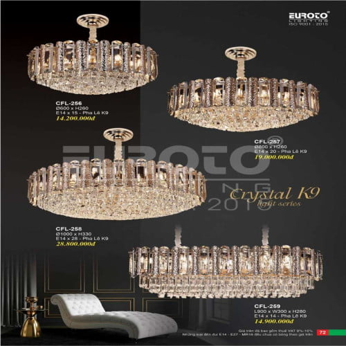 Đèn chùm pha lê Euroto CFL-256, CFL-257, CFL-258, CFL-259