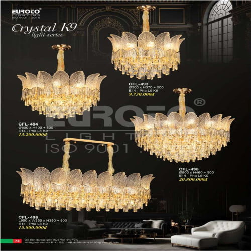 Đèn chùm pha lê Euroto CFL-493, CFL-494, CFL-495, CFL-496