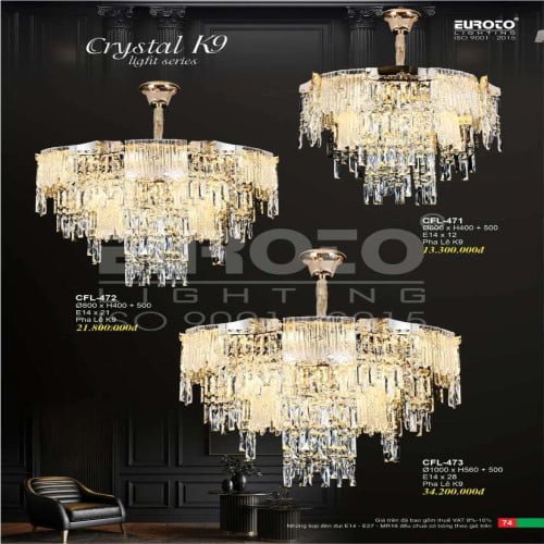 Đèn chùm pha lê Euroto CFL-471, CFL-472, CFL-473