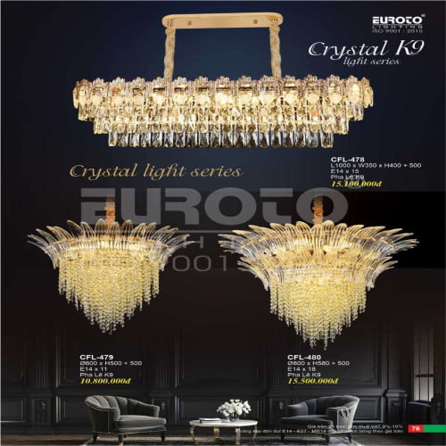 Đèn chùm pha lê Euroto CFL-478, CFL-479, CFL-480