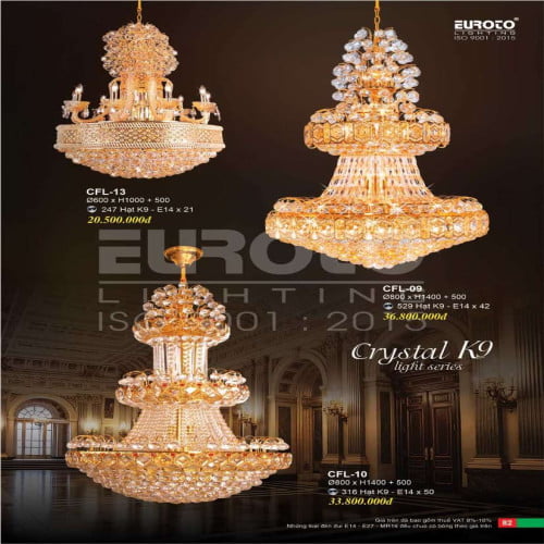 Đèn chùm pha lê Euroto CFL-09, CFL-10, CFL-13