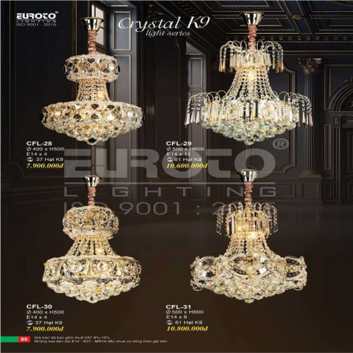 Đèn chùm pha lê Euroto CFL-28, CFL-29, CFL-30, CFL-31