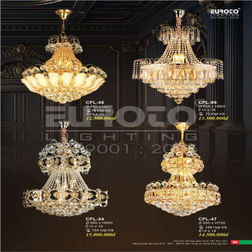 Đèn chùm pha lê Euroto CFL-34, CFL-47, CFL-48, CFL-99