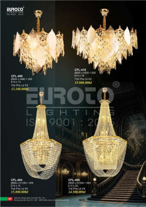 Đèn chùm pha lê Euroto CFL-409, CFL-410, CFL-484, CFL-485
