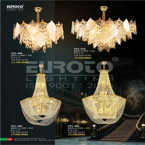 Đèn chùm pha lê Euroto CFL-409, CFL-410, CFL-484, CFL-485