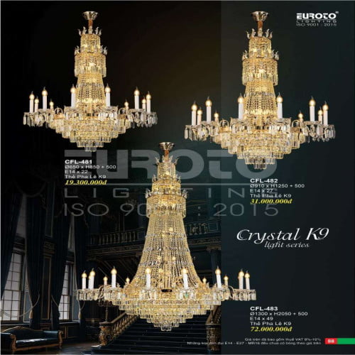 Đèn chùm pha lê Euroto CFL-481, CFL-482, CFL-483