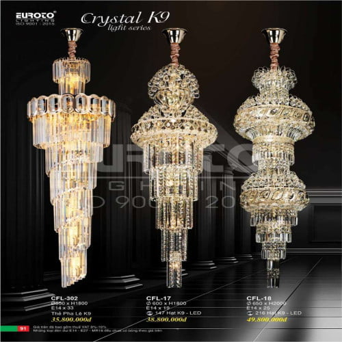 Đèn chùm pha lê Euroto CFL-302, CFL-17, CFL-18