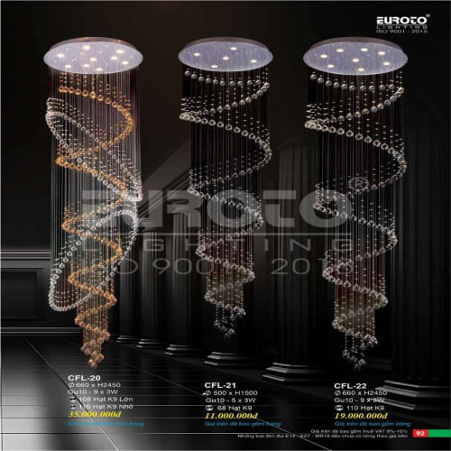 Đèn chùm pha lê Euroto CFL-20, CFL-21, CFL-22