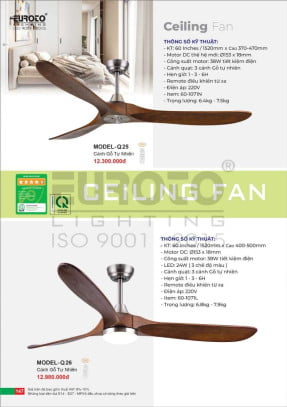 Quạt trần Euroto MODEL-Q25, MODEL-Q26