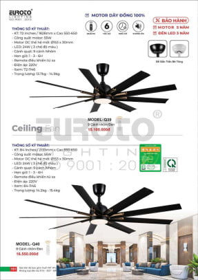 Quạt trần Euroto MODEL-Q39, MODEL-Q40