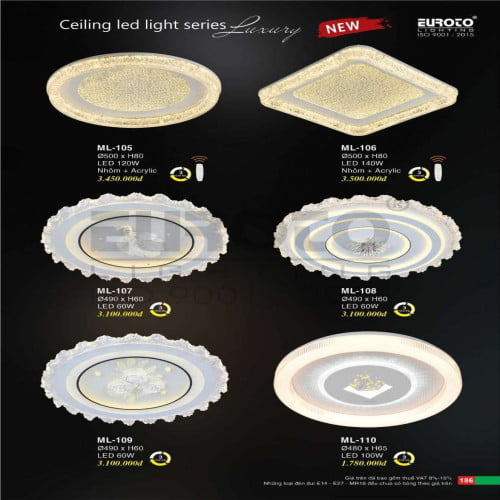Đèn mâm led Euroto ML-105, ML-106, ML-107, ML-108, ML-109, ML-110