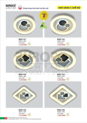 Đèn mâm áp trần Euroto MSS-721, MSS-722, MSS-723, MSS-724, MSS-725, MSS-726