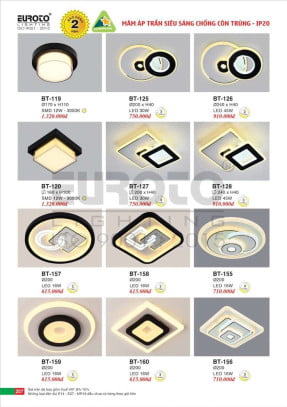 Đèn mâm áp trần Euroto BT-119, BT-120, BT-125, BT-126, BT-127, BT-128, BT-155, BT-156, BT-157, BT-158, BT-159, BT-160