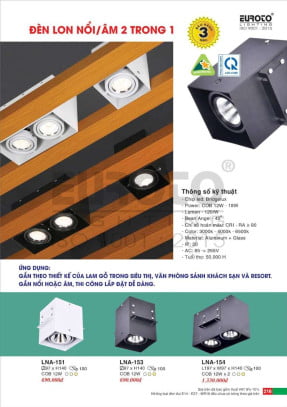 Đèn lon nổi / âm Euroto LNA-151, LNA-153, LNA-154