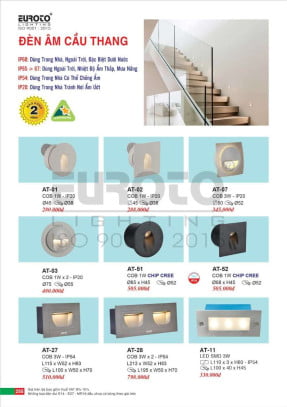 Đèn âm cầu thang Euroto AT-01, AT-02, AT-03, AT-07, AT-51, AT-52, AT-11, AT-27, AT-28