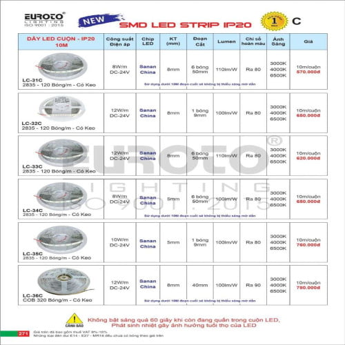 Đèn led SMD STRIP Euroto LC-31C, LC-32C, LC-33C, LC-34C, LC-35C, LC-36C