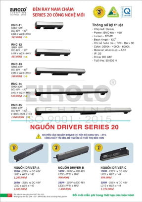 Đèn ray nam châm series 20 Euroto RNC-11, RNC-12, RNC-13, RNC-14, RNC-15