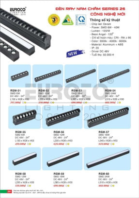 Đèn ray nam châm Euroto RSM-51, RSM-52, RSM-53, RSM-54, RSM-55, RSM-56, RSM-57, RSM-58, RSM-59, RSM-60