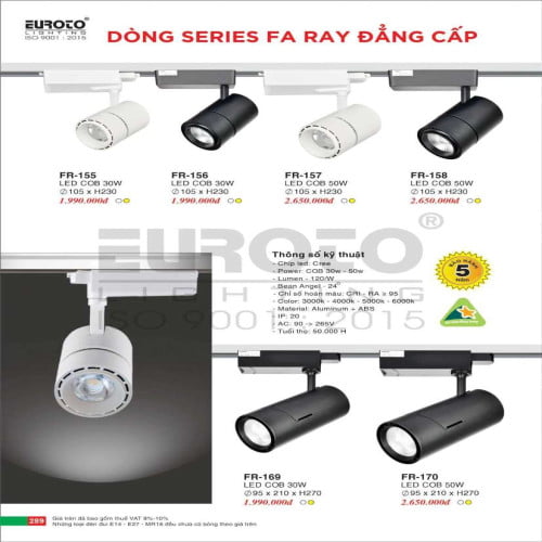 Đèn ray Euroto FR-155, FR-156, FR-157, FR-158, FR-169, FR-170