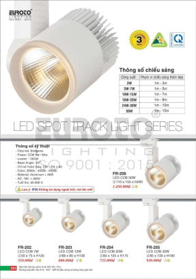 Đèn ray Euroto FR-202, FR-203, FR-204, FR-205, FR-206