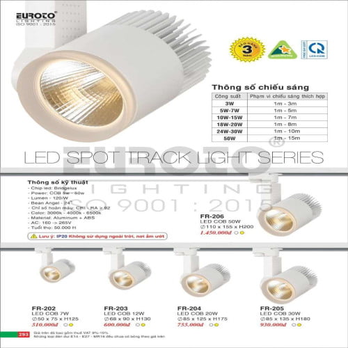Đèn ray Euroto FR-202, FR-203, FR-204, FR-205, FR-206