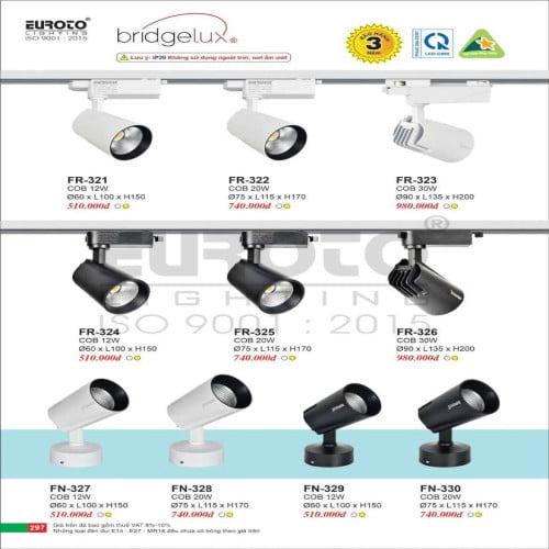 Đèn spotlight Euroto FR-321, FR-322, FR-323, FR-324, FR-325, FR-326, FN-327, FN-328, FN-329, FN-330