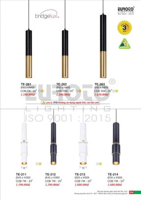 Đèn spotlight Euroto TE-261, TE-262, TE-263, TE-211, TE-212, TE-213, TE-214