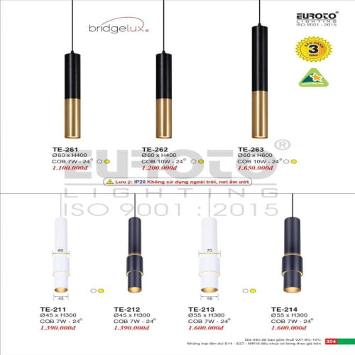 Đèn spotlight Euroto TE-261, TE-262, TE-263, TE-211, TE-212, TE-213, TE-214