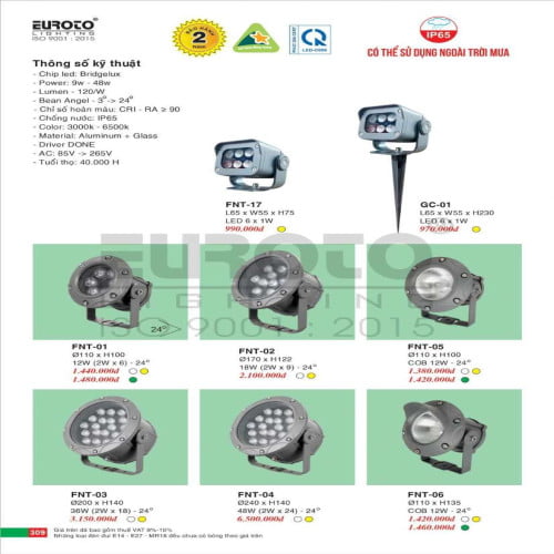 Đèn chiếu tia Euroto FNT-01, FNT-02, FNT-03, FNT-04, FNT-05, FNT-06, FNT-17, GC-01